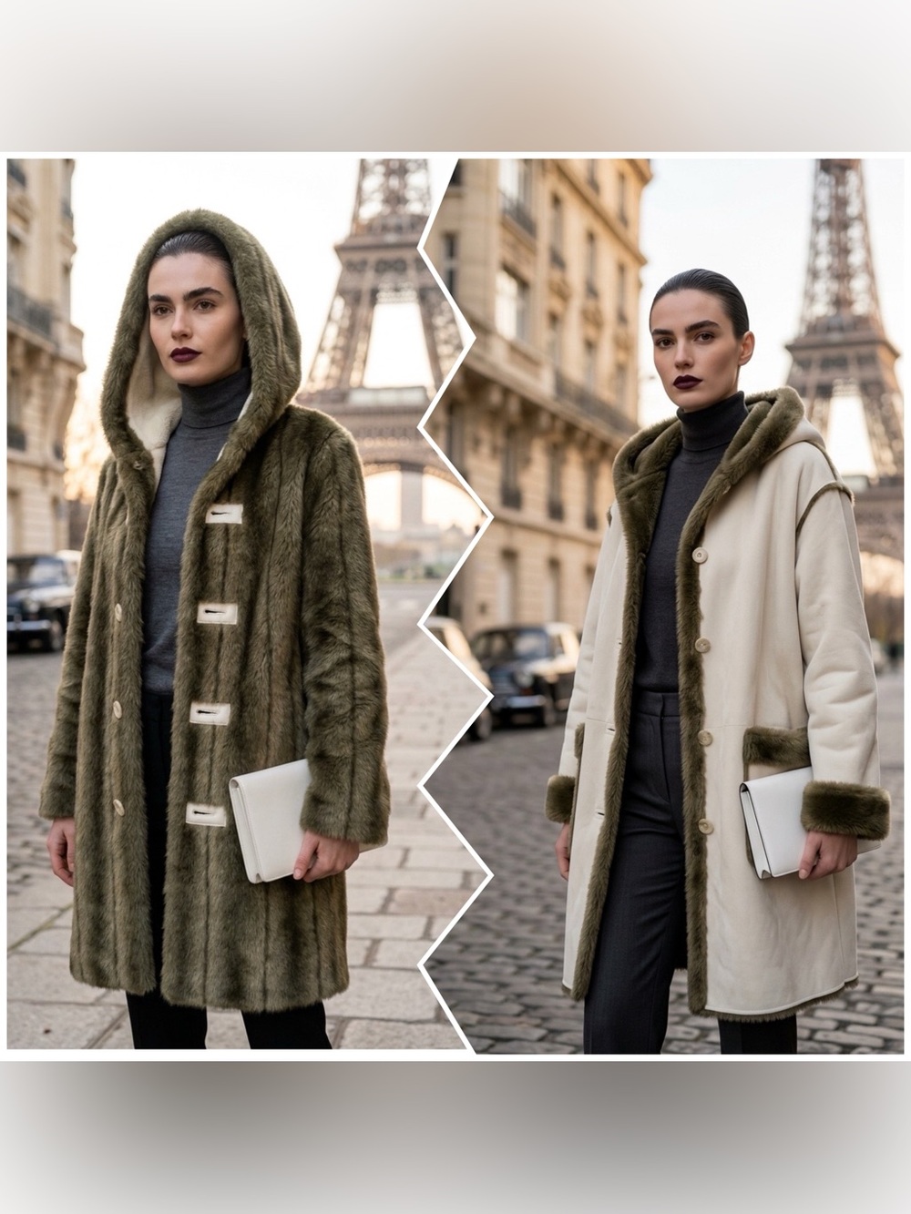 Dennis Basso Faux Fur Reversible Brown Cream Faux Suede Look Hooded sz 1X